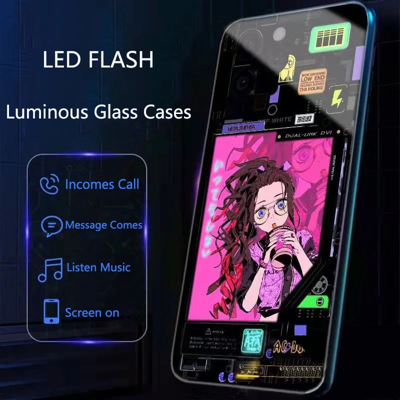 Demon Slayer: Nezuko Kamado Luminous LED Glow Phone Case - Cyberpunk