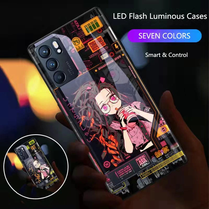 Demon Slayer: Nezuko Kamado Luminous LED Glow Phone Case - Cyberpunk