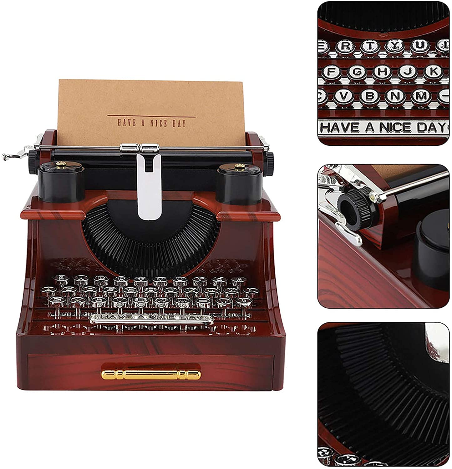 Vintage Typewriter Music Box - Classic Desk Symphony