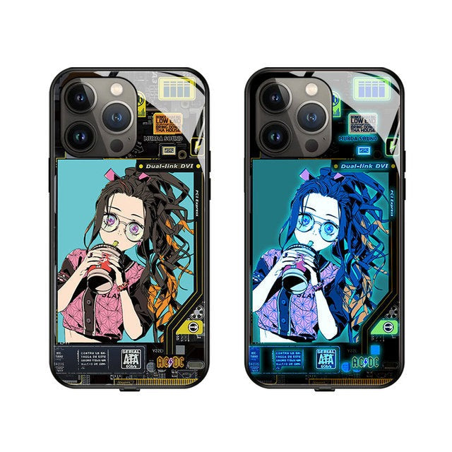 Demon Slayer: Nezuko Kamado Luminous LED Glow Phone Case - Cyberpunk