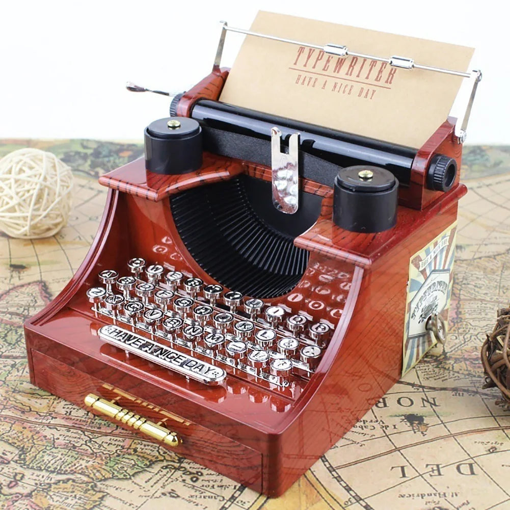 Vintage Typewriter Music Box - Classic Desk Symphony