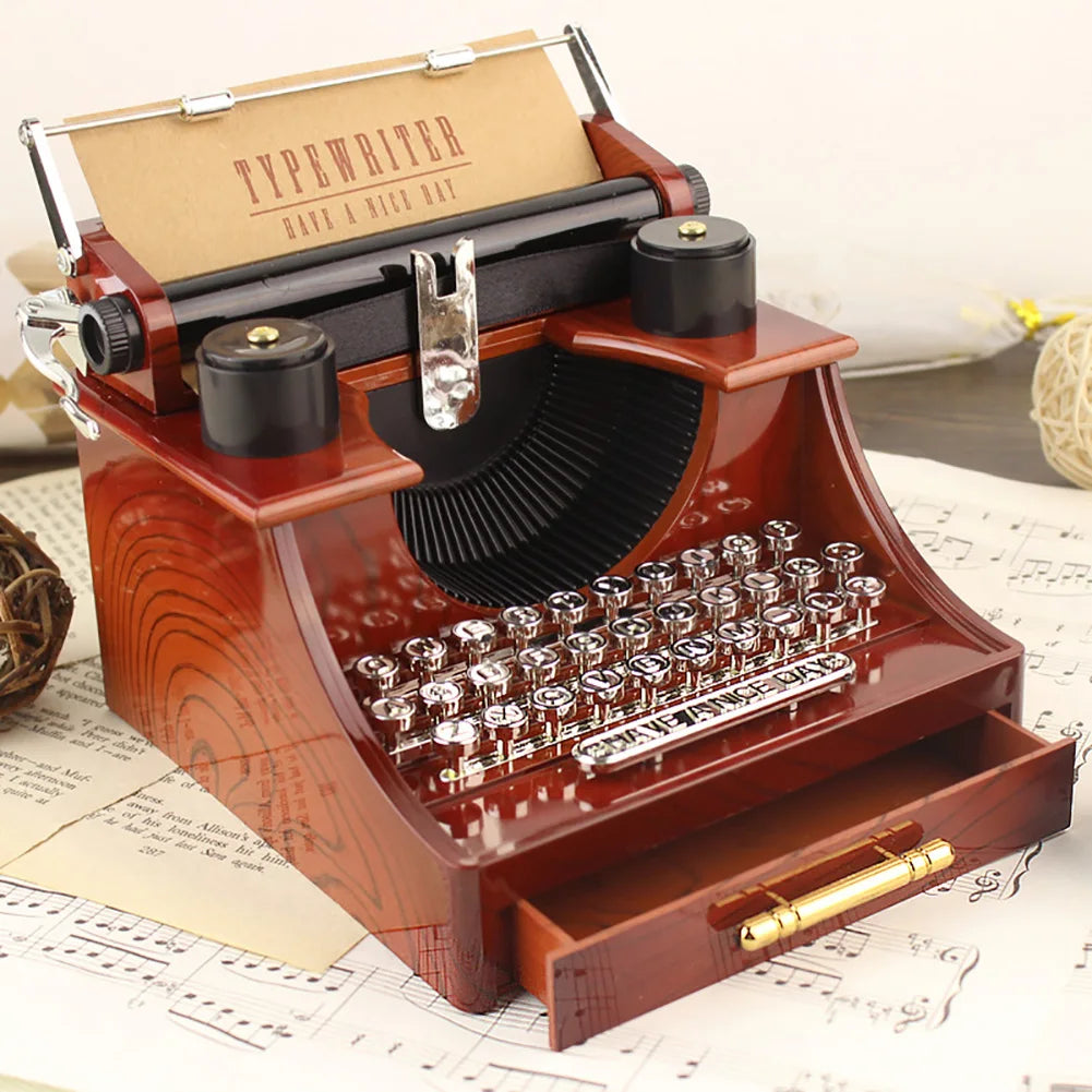 Vintage Typewriter Music Box - Classic Desk Symphony