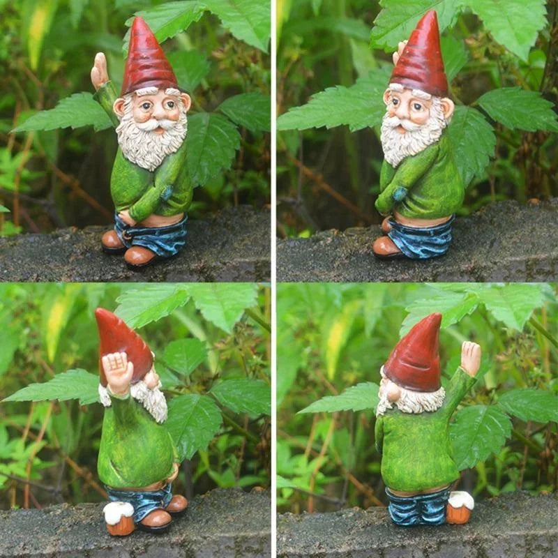 Cheeky Garden Gnome - Mischievous Peeing Dwarf Statue