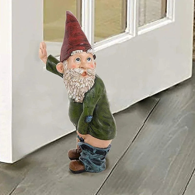 Cheeky Garden Gnome - Mischievous Peeing Dwarf Statue