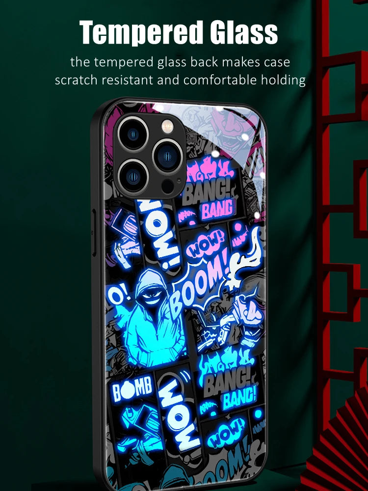 Pop Art LED Graffiti Phone Case - Dynamic Luminous Cover for iPhone Series