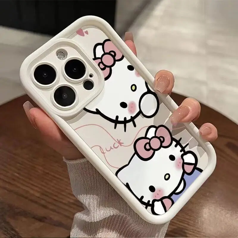 Miniso Sanrio Love Hello Kitty Phone Case For iphone 15 14 13 PRO MAX 11 12 13 PRO XR 8 PLUS 2 Only KT Cats Silica Gel Anti Drop