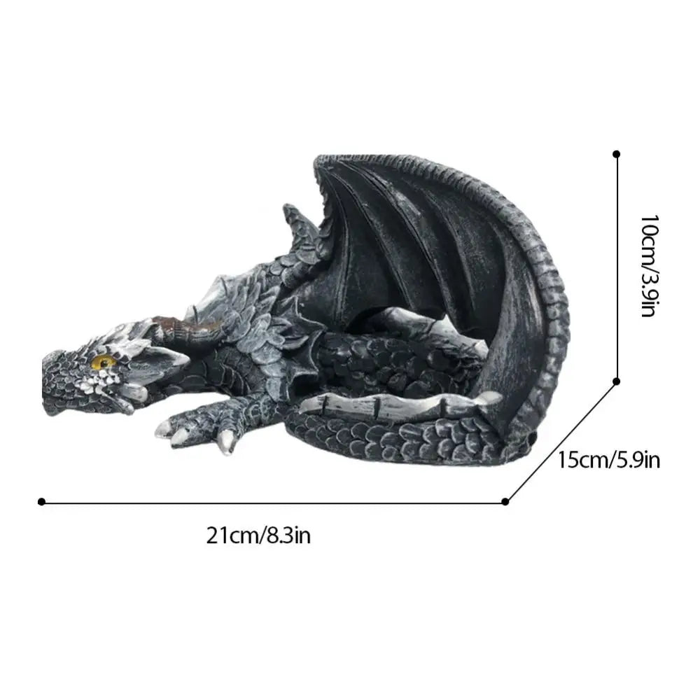 Mystic Gothic Squatting Dragon Statue - Enchanting Garden Guardian Sculpture