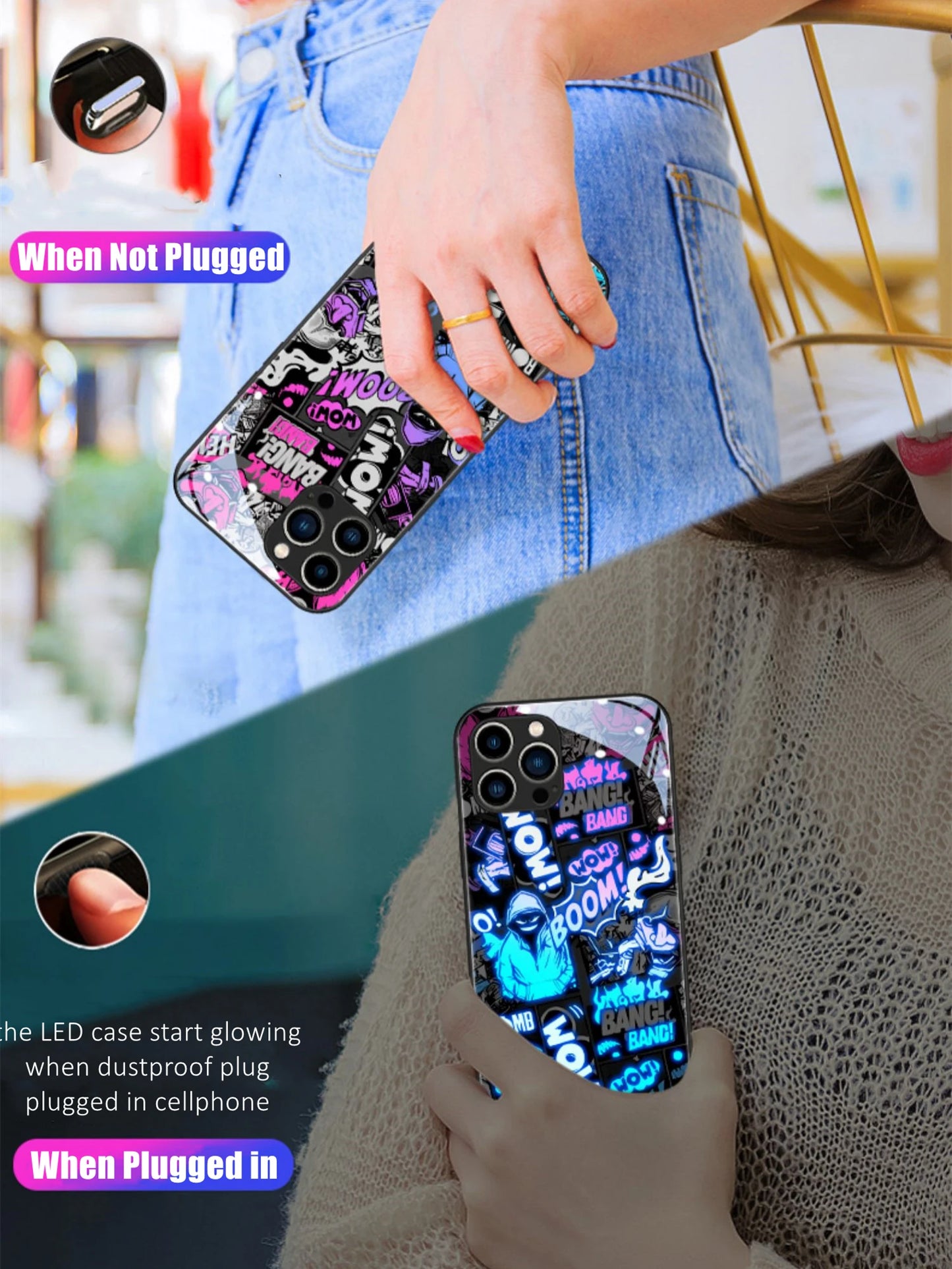 Pop Art LED Graffiti Phone Case - Dynamic Luminous Cover for iPhone Series