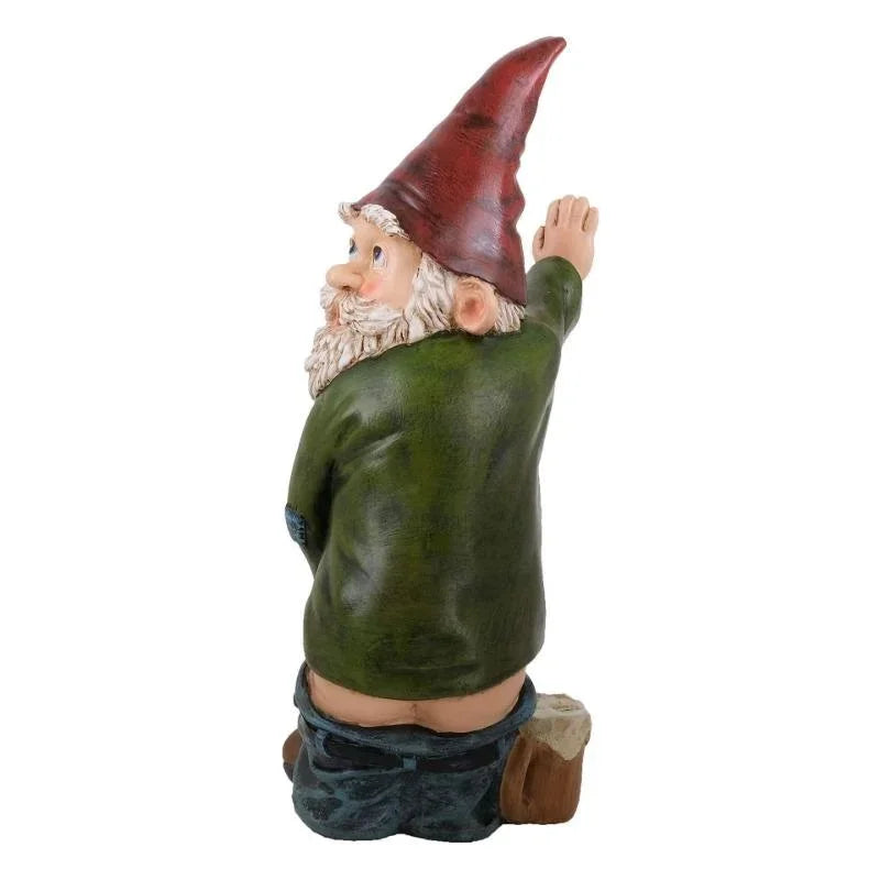 Cheeky Garden Gnome - Mischievous Peeing Dwarf Statue