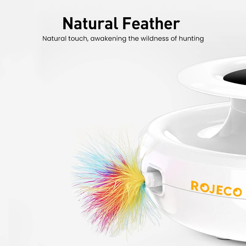 ROJECO 2-in-1 Dynamic Cat Teaser Toy - Automatic Feather & Ball Interactive Pet Toy