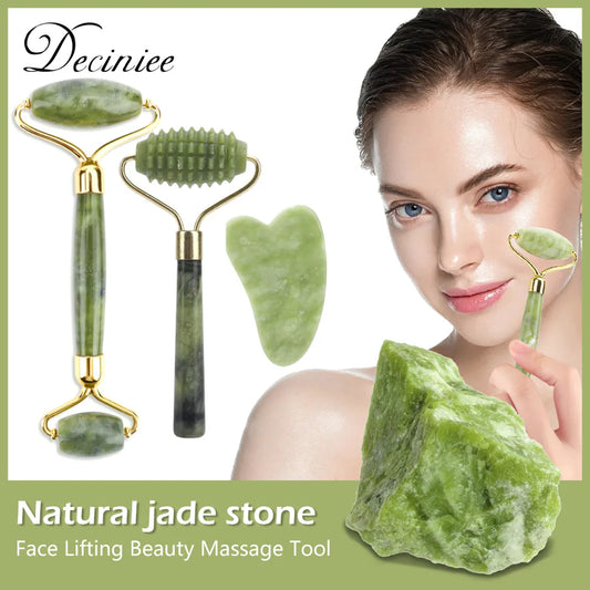 Xiuyan Jade Roller & Gua Sha Set - Natural Beauty Massager for Skin Rejuvenation