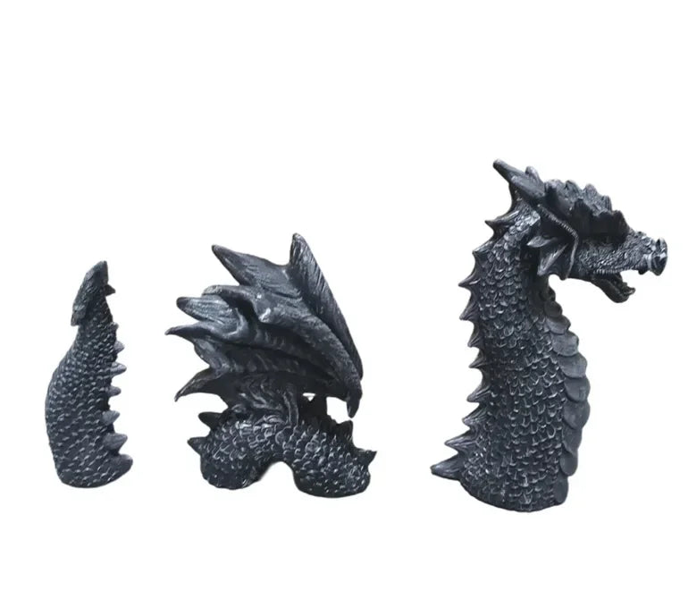 Mystic Weave Dragon Sculpture Set - Gothic Resin Garden Statues