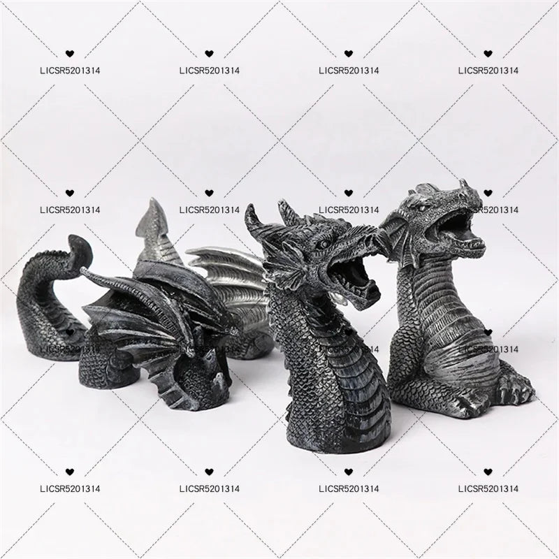 Mystic Weave Dragon Sculpture Set - Gothic Resin Garden Statues