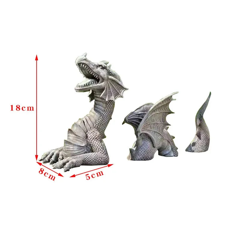 Mystic Weave Dragon Sculpture Set - Gothic Resin Garden Statues