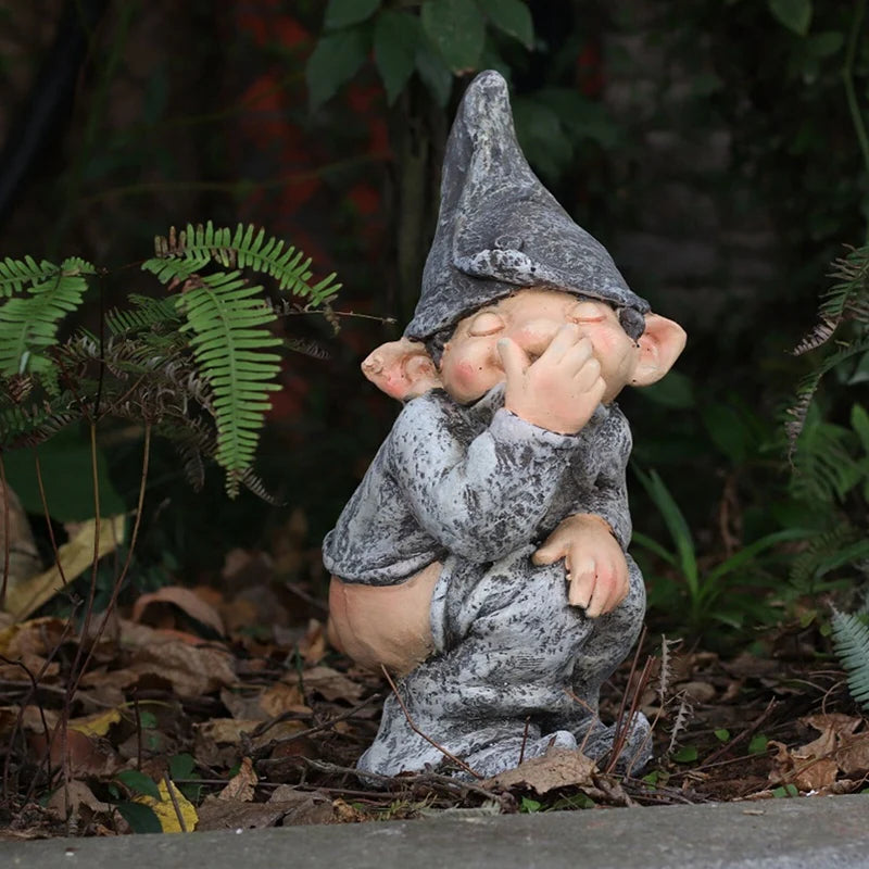 Cheeky Pooping Gnome Statue - Humorous Garden Ornament