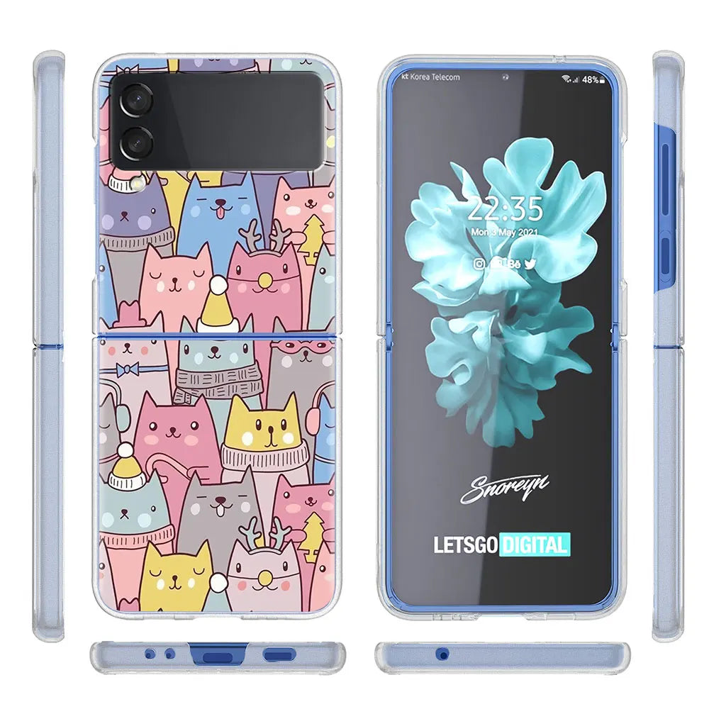 Various Clear Cat-Themed TPU Cases for Samsung Galaxy Z Flip Series - Durable & Stylish Protection