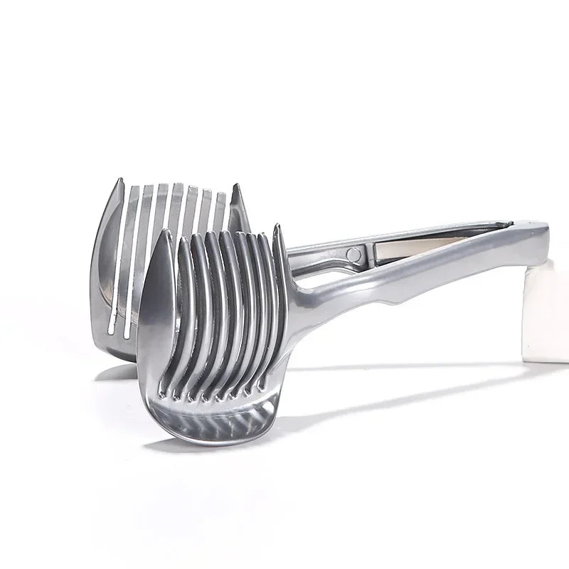 Dual-Purpose Chef's Mate: Stainless Steel and Plastic Kitchen Slicer