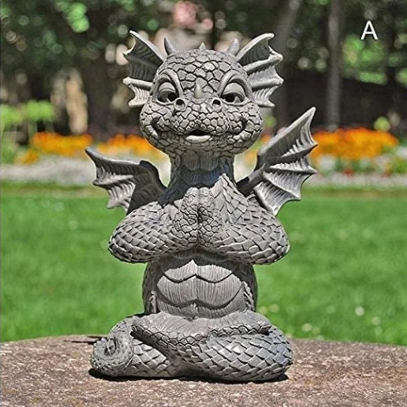 Zen Garden Dragon Trio - Meditation Resin Statues with LED Lights