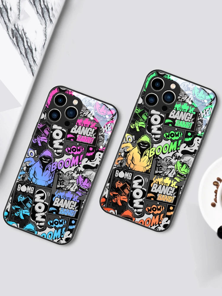 Pop Art LED Graffiti Phone Case - Dynamic Luminous Cover for iPhone Series