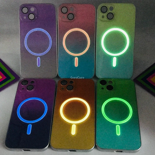 Elegant LED Glow Magnetic Case for iPhone: Wireless Charging Compatible