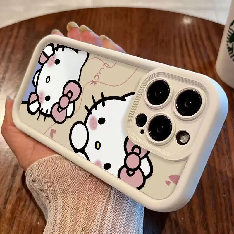 Miniso Sanrio Love Hello Kitty Phone Case For iphone 15 14 13 PRO MAX 11 12 13 PRO XR 8 PLUS 2 Only KT Cats Silica Gel Anti Drop