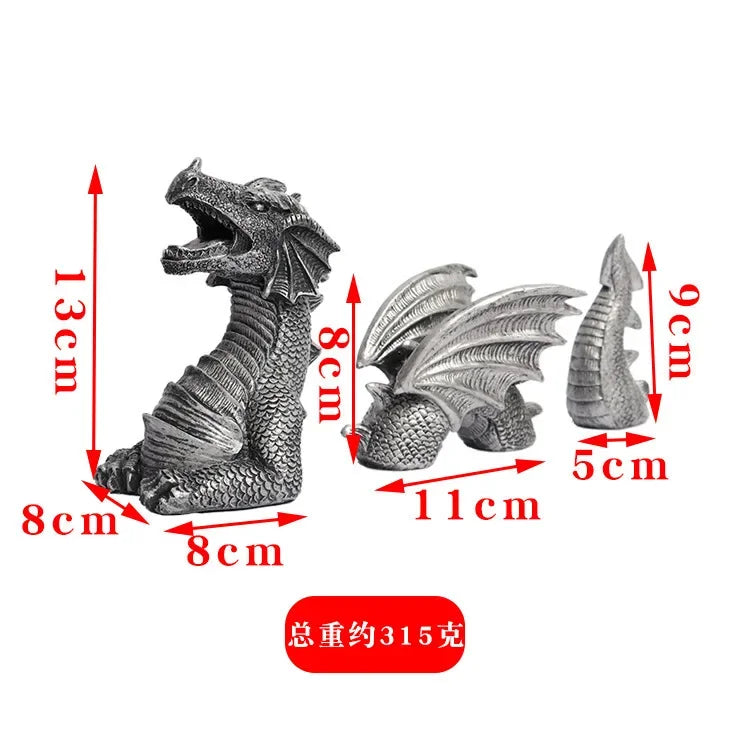 Mystic Weave Dragon Sculpture Set - Gothic Resin Garden Statues