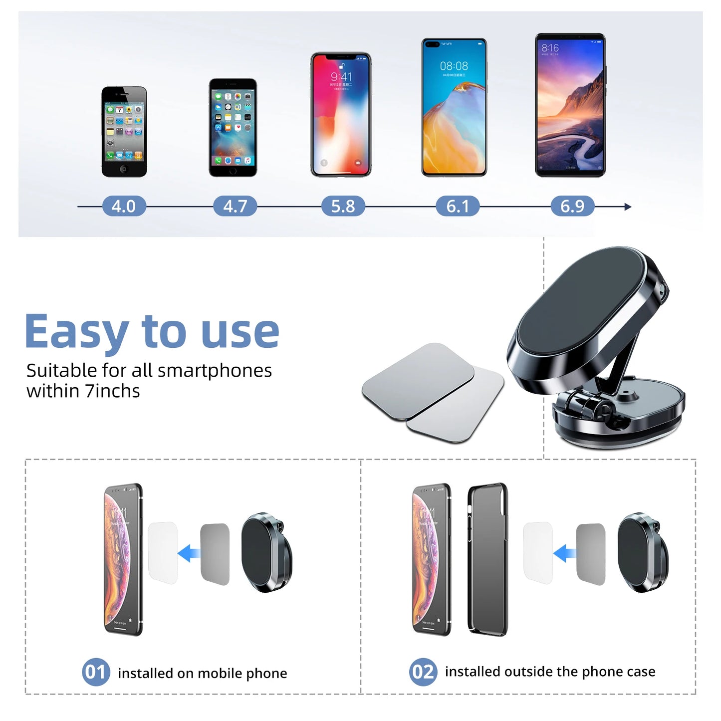 360° UltraGrip Magnetic Car Phone Holder – Versatile & Secure