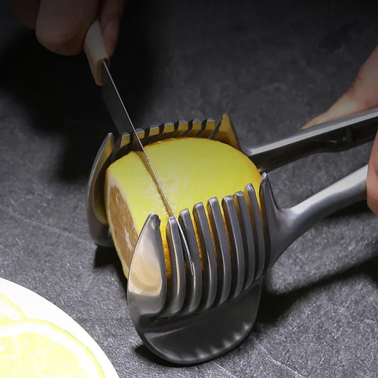 Dual-Purpose Chef's Mate: Stainless Steel and Plastic Kitchen Slicer