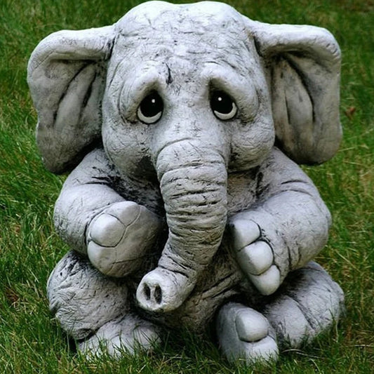 Charmingly Sad Elephant Statue - Resin Garden and Home Decor