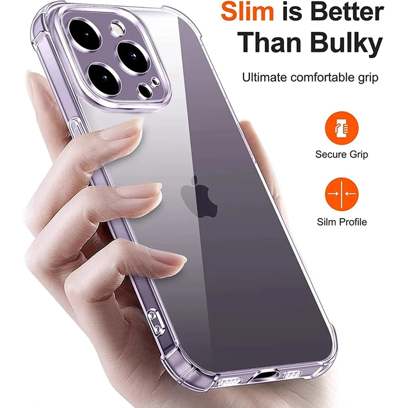 Crystal Clear Shockproof TPU Case for iPhone - Sleek & Durable Protection