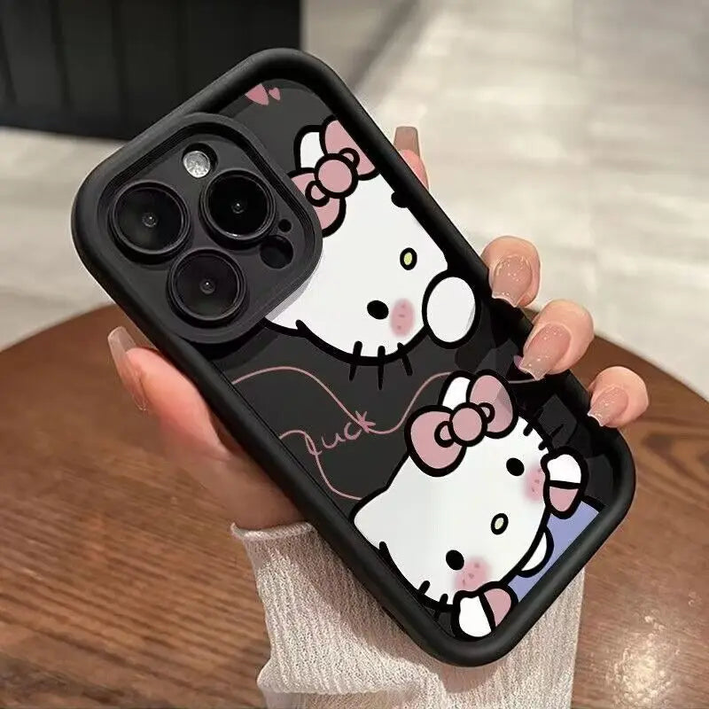 Miniso Sanrio Love Hello Kitty Phone Case For iphone 15 14 13 PRO MAX 11 12 13 PRO XR 8 PLUS 2 Only KT Cats Silica Gel Anti Drop