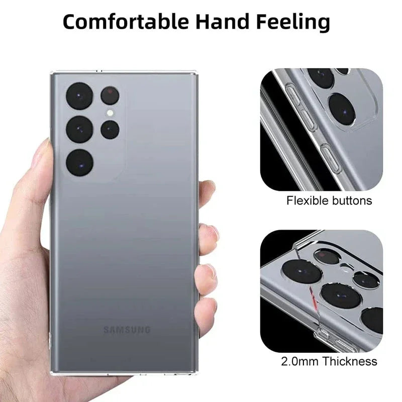 Soft Silicone Transparent Phone Case For Samsung - Full Coverage, Anti-Fingerprint, Non-Slip