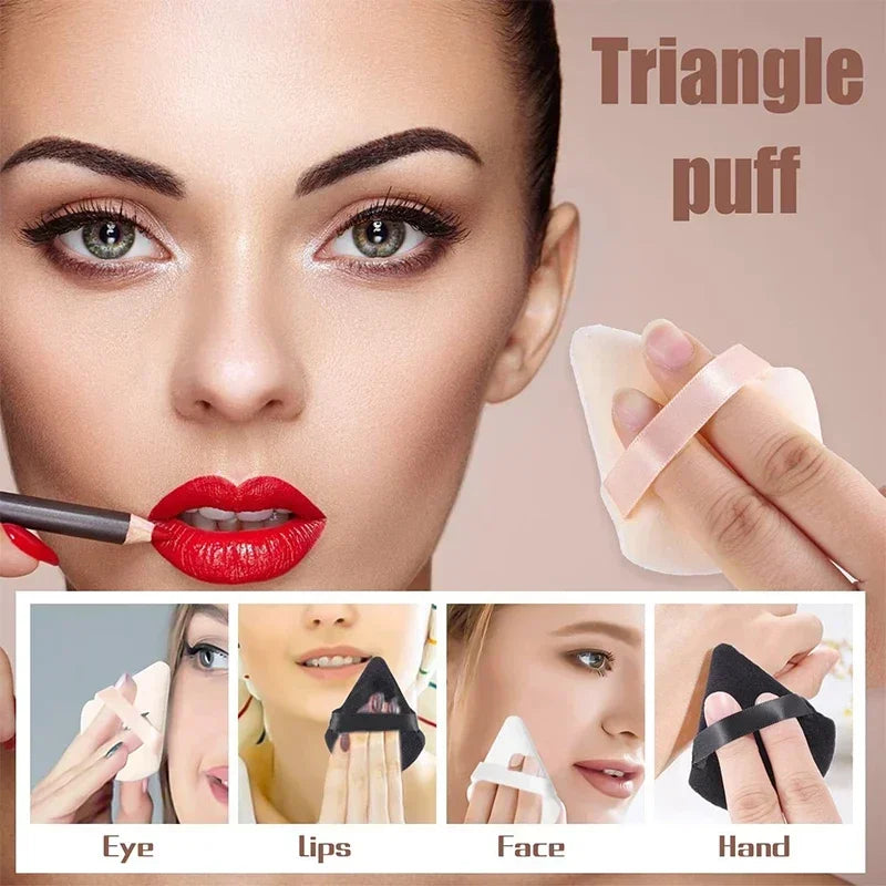 Velvet Precision Triangle Makeup Puffs: 2 or 6 Piece Set for Expert Application