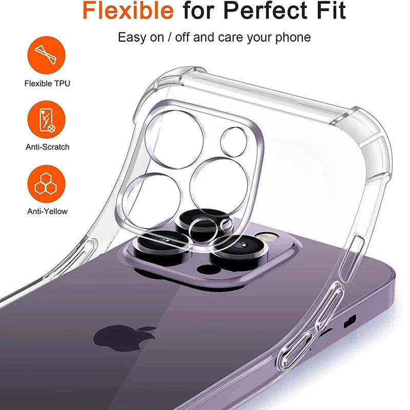 Crystal Clear Shockproof TPU Case for iPhone - Sleek & Durable Protection