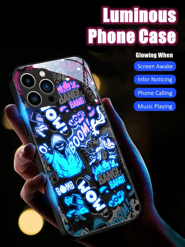 Pop Art LED Graffiti Phone Case - Dynamic Luminous Cover for iPhone Series