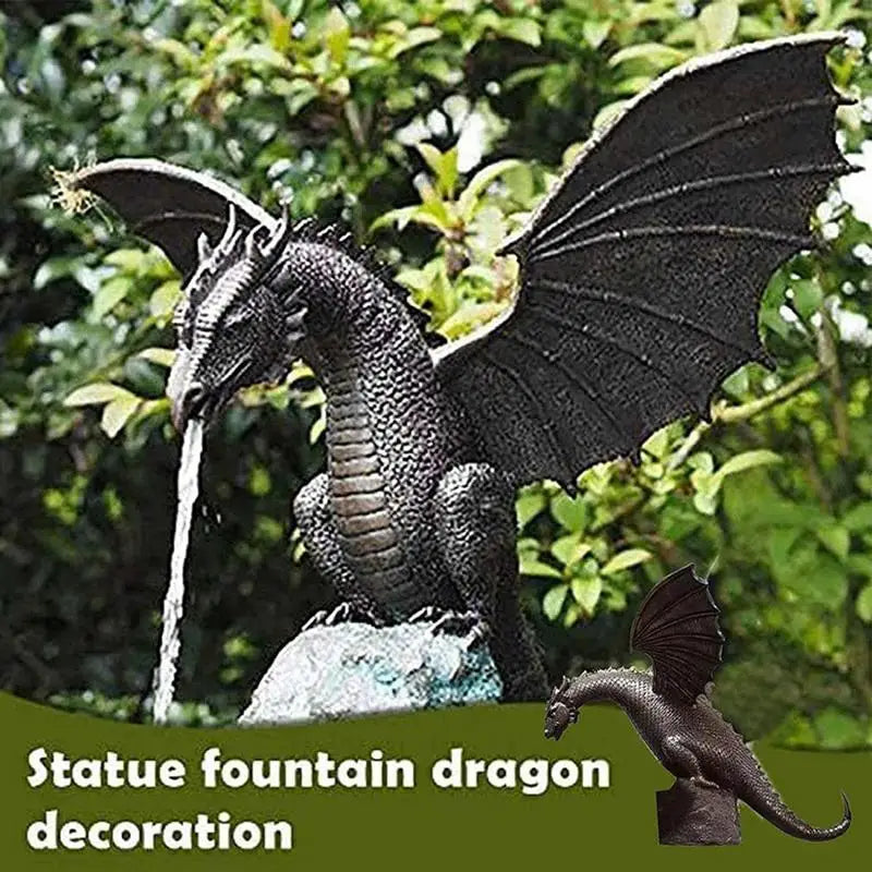 Mystic Gothic Garden Dragon Fountain - Resin Water Spray Sculpture