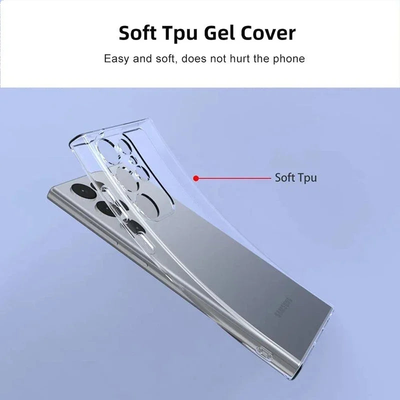 Soft Silicone Transparent Phone Case For Samsung - Full Coverage, Anti-Fingerprint, Non-Slip