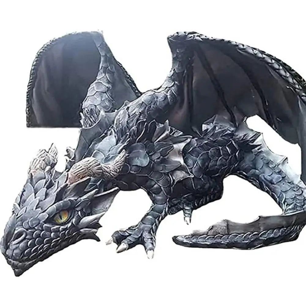 Mystic Gothic Squatting Dragon Statue - Enchanting Garden Guardian Sculpture