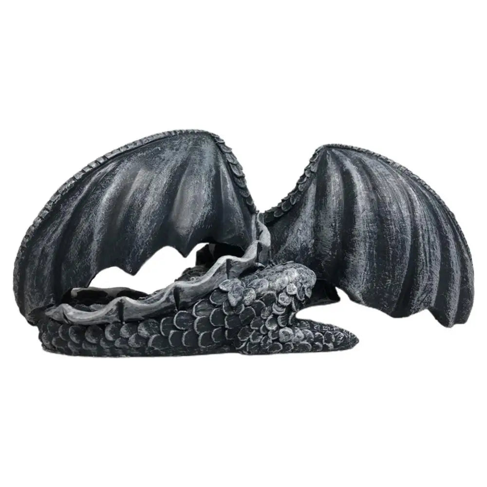 Mystic Gothic Squatting Dragon Statue - Enchanting Garden Guardian Sculpture