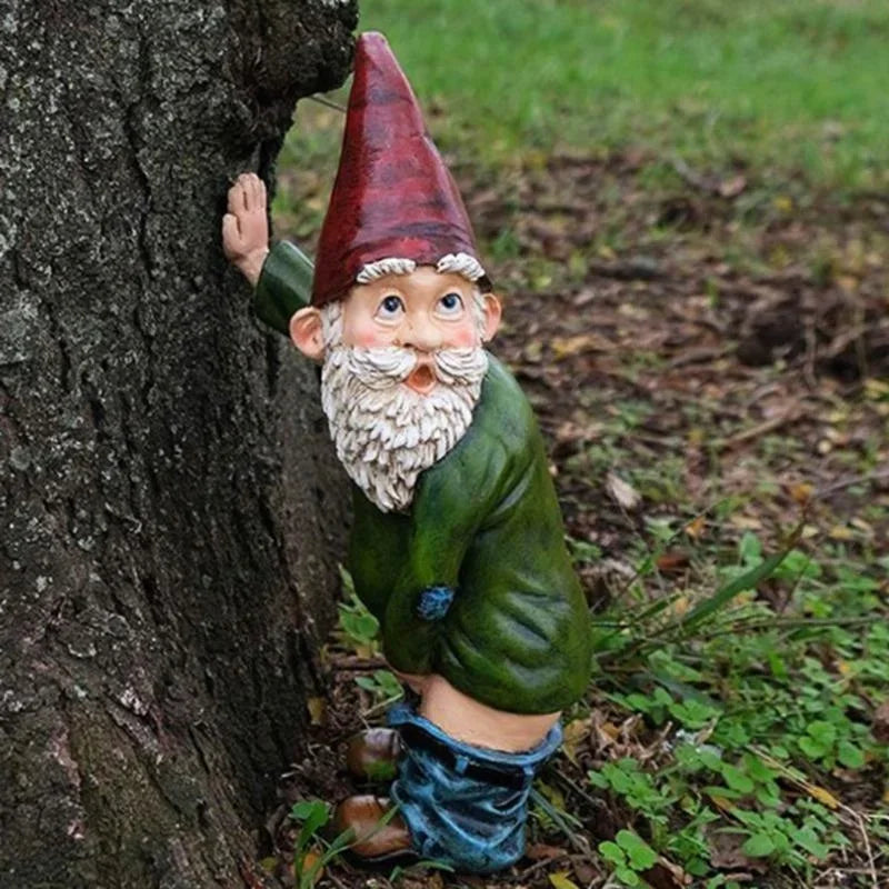 Cheeky Garden Gnome - Mischievous Peeing Dwarf Statue