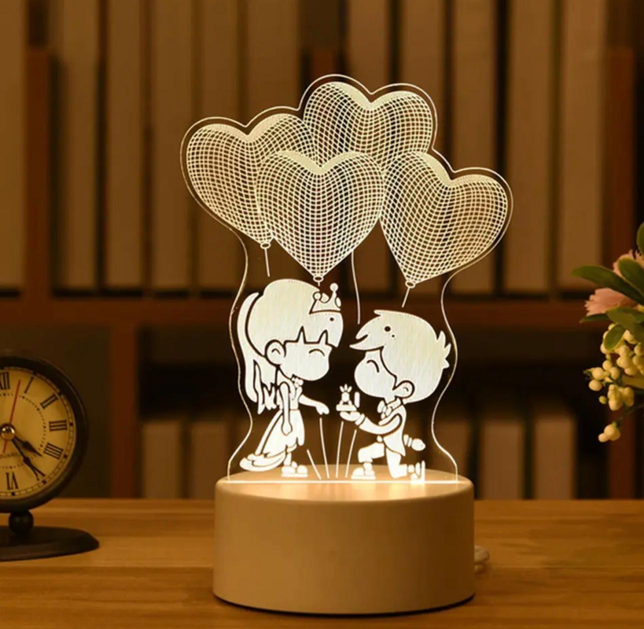 Enchanted Glow 3D Acrylic Night Lights – USB-Powered Artistic Illumination