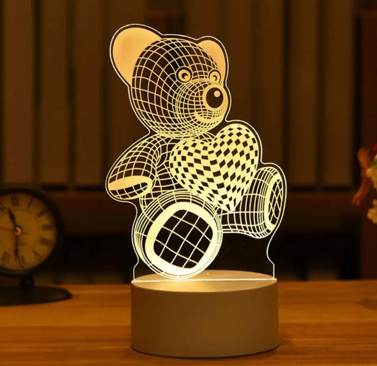 Enchanted Glow 3D Acrylic Night Lights – USB-Powered Artistic Illumination