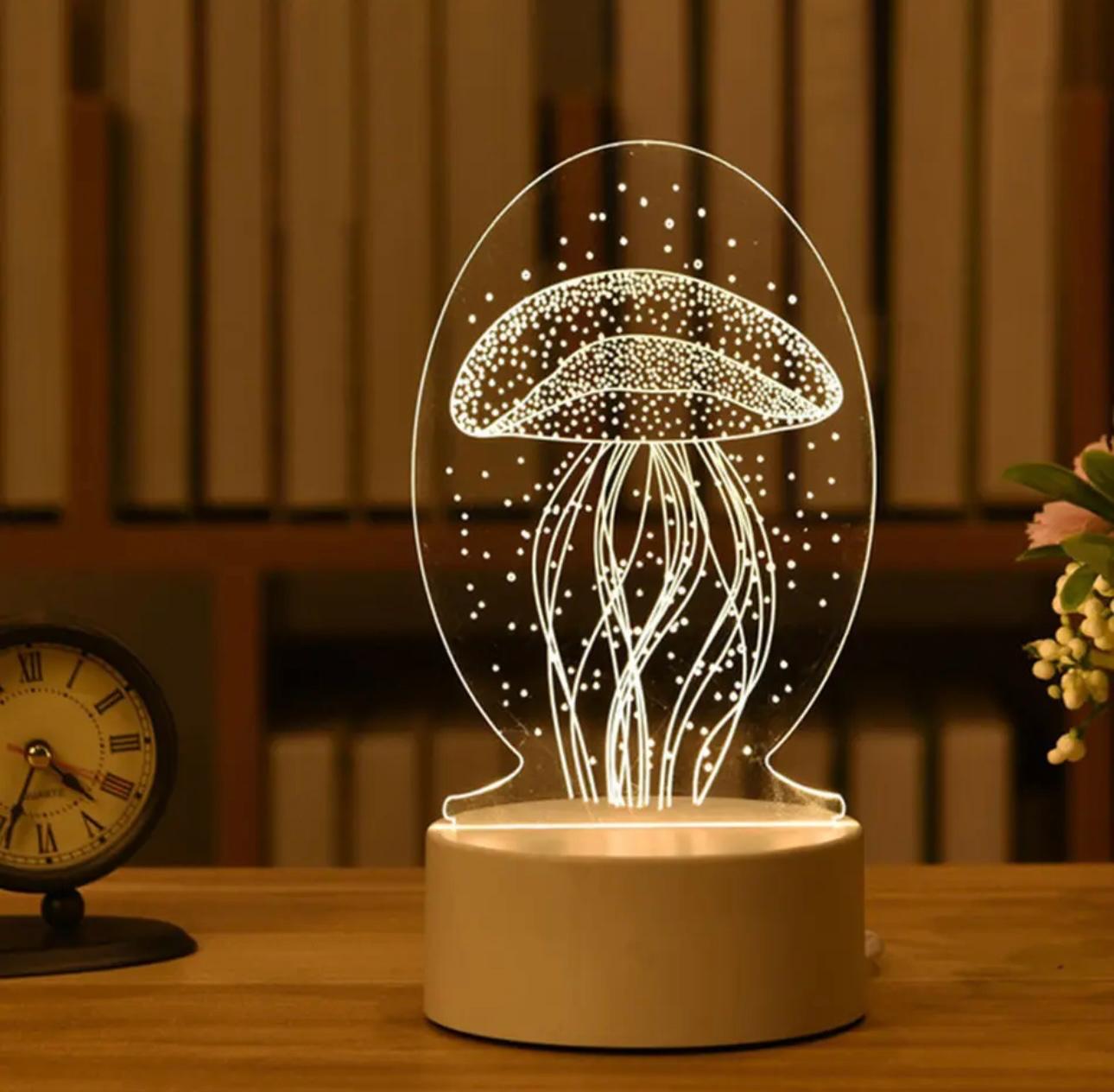 Enchanted Glow 3D Acrylic Night Lights – USB-Powered Artistic Illumination