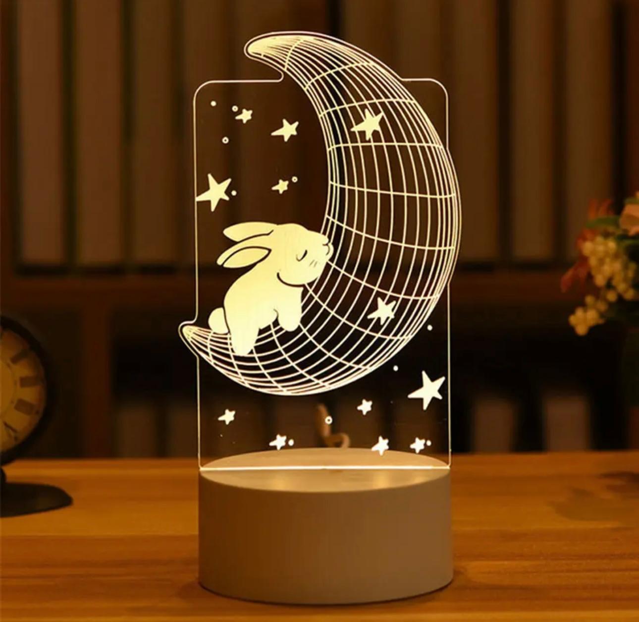 Enchanted Glow 3D Acrylic Night Lights – USB-Powered Artistic Illumination