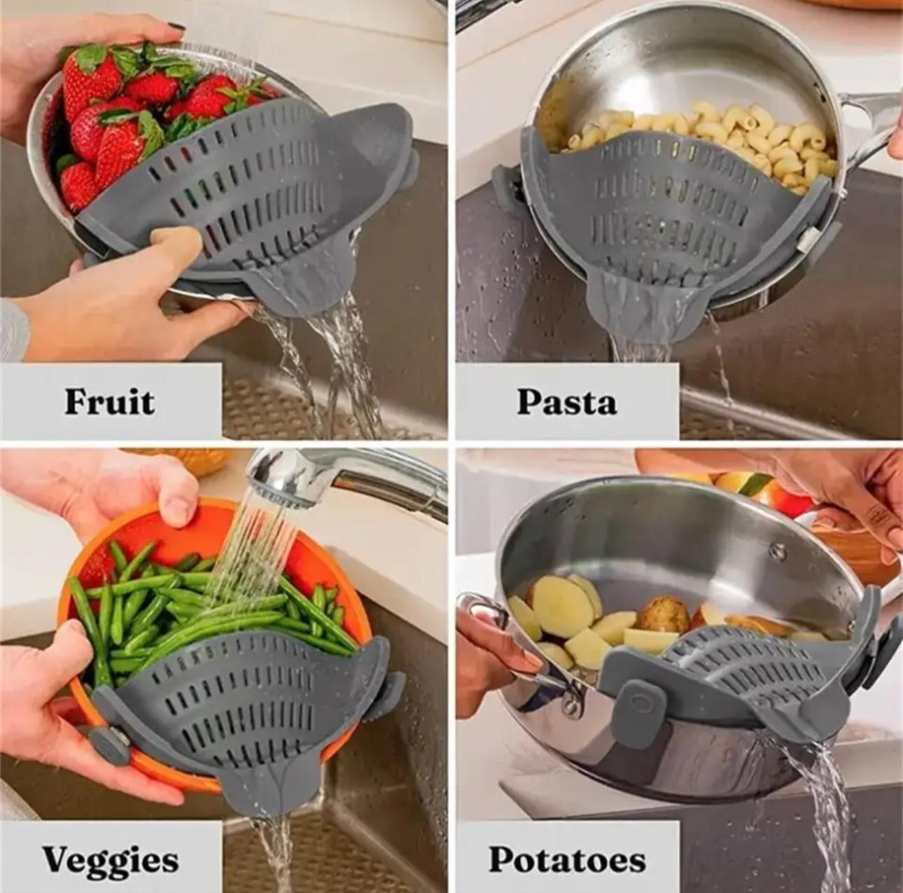 SmartStrain Clip-On Silicone Strainer: Streamline Your Kitchen Prep