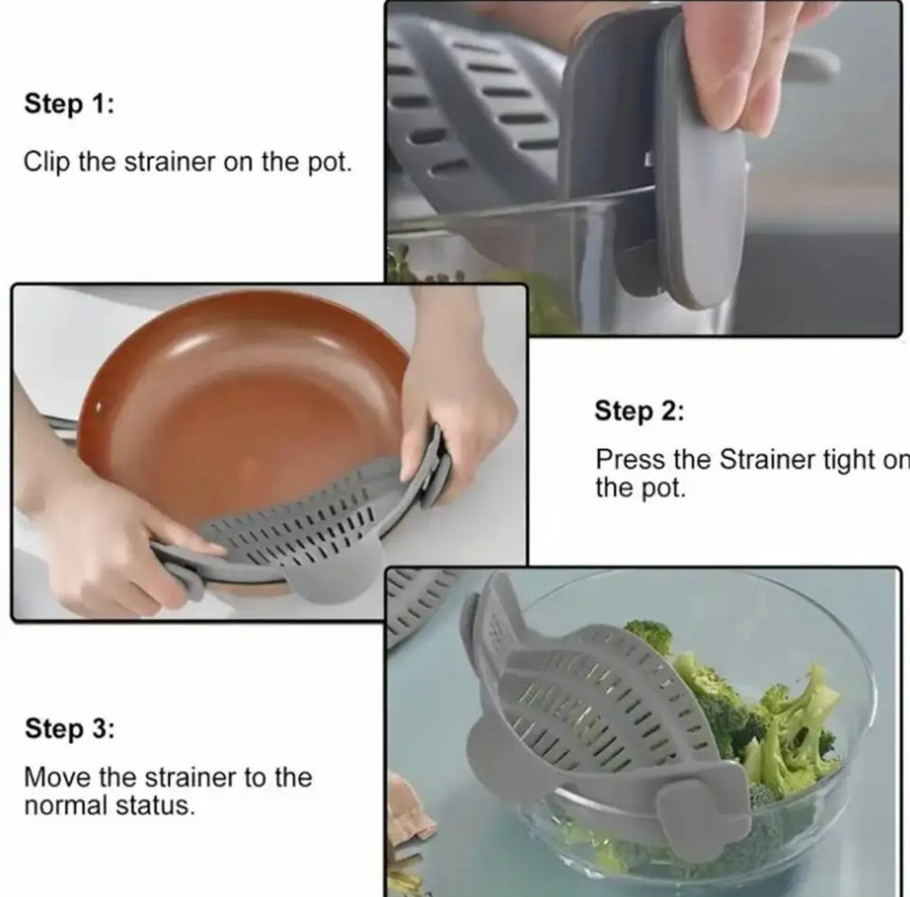 SmartStrain Clip-On Silicone Strainer: Streamline Your Kitchen Prep