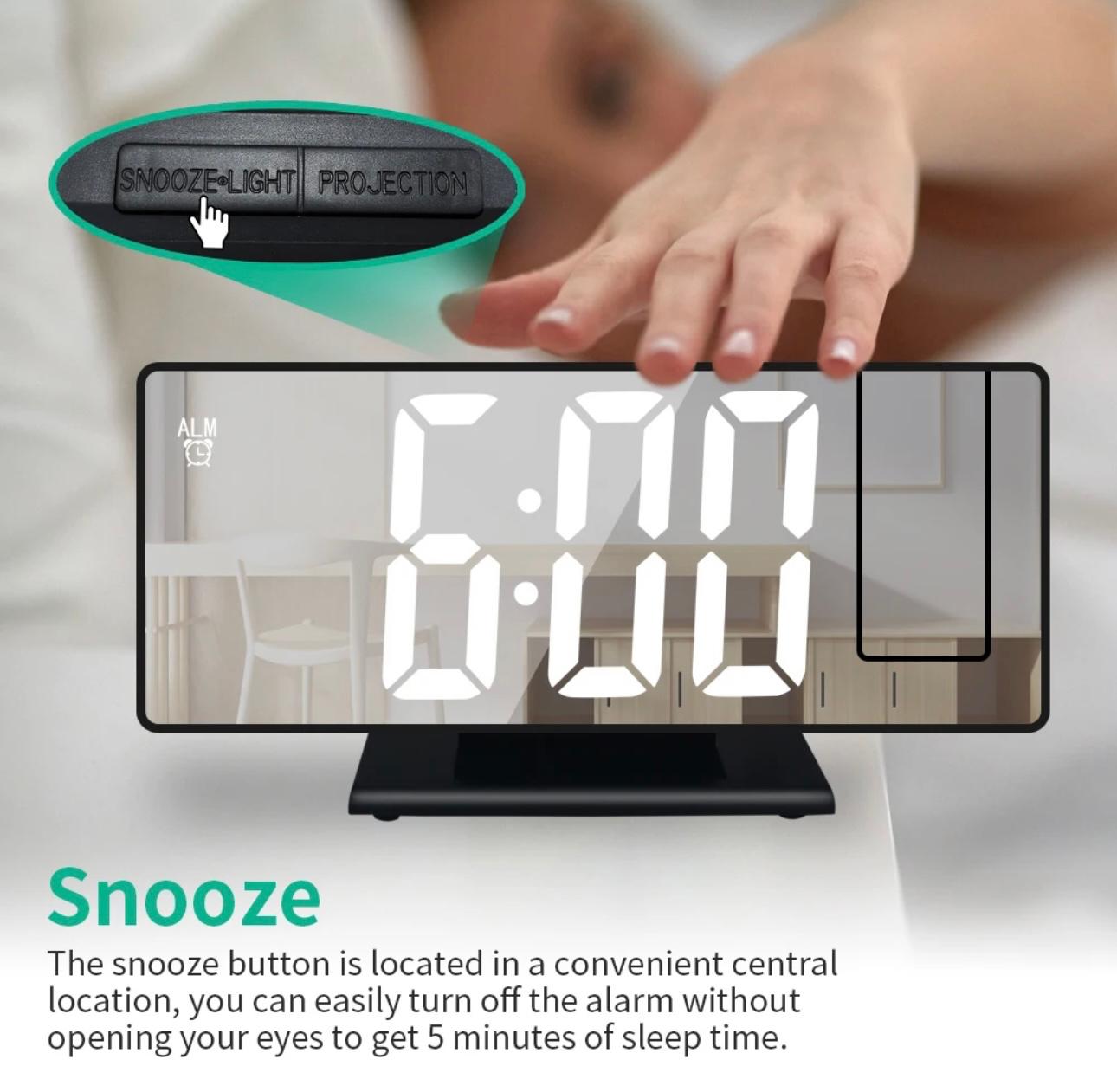 Multifunctional LED Projector Clock & Mirror - Advanced Time Projection