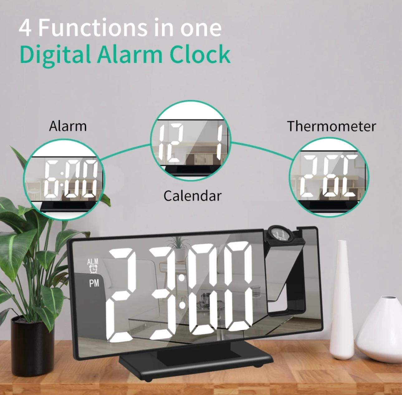 Multifunctional LED Projector Clock & Mirror - Advanced Time Projection