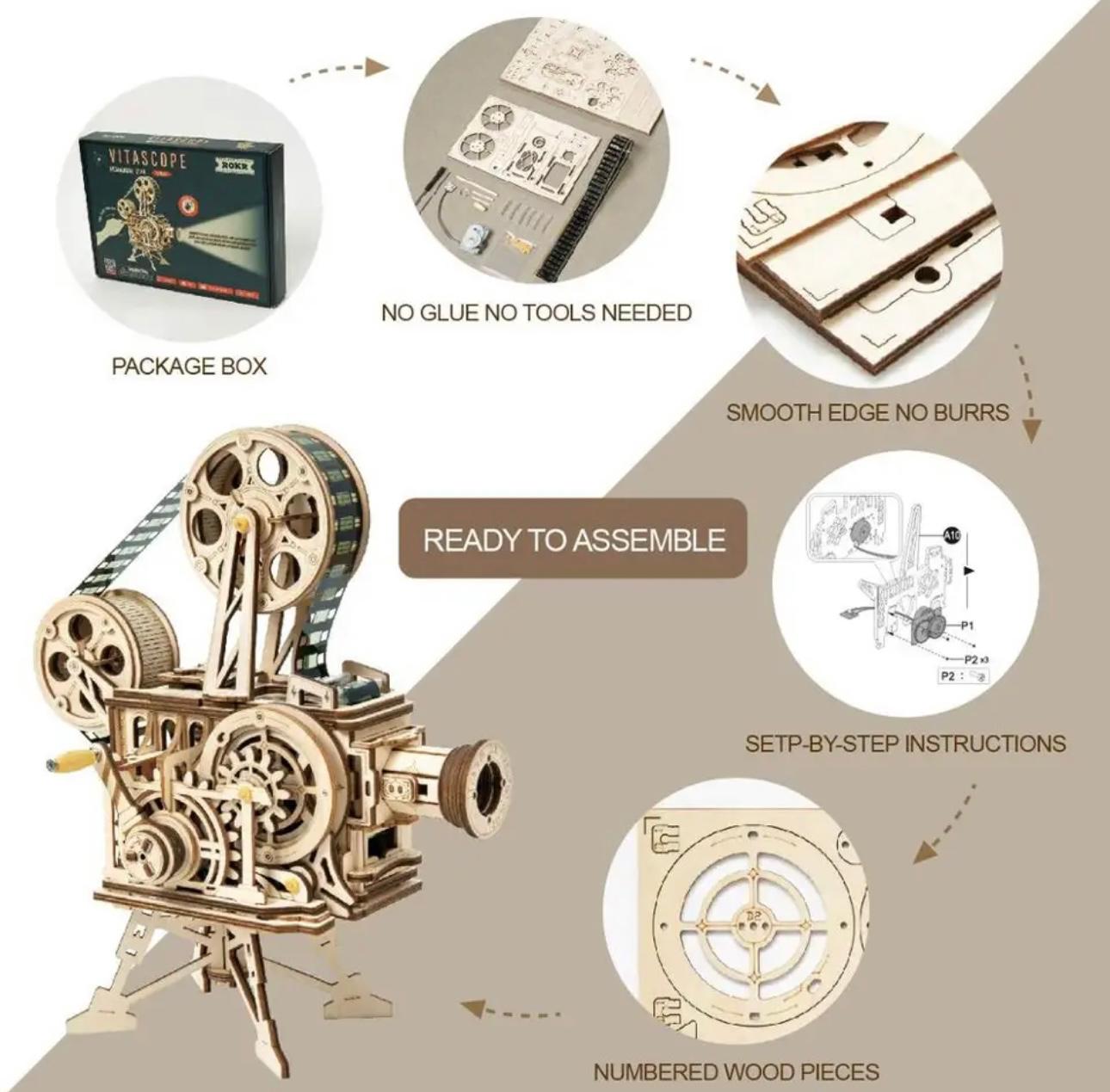 High Quality 3D puzzle - Hand Crank Projector With Movie