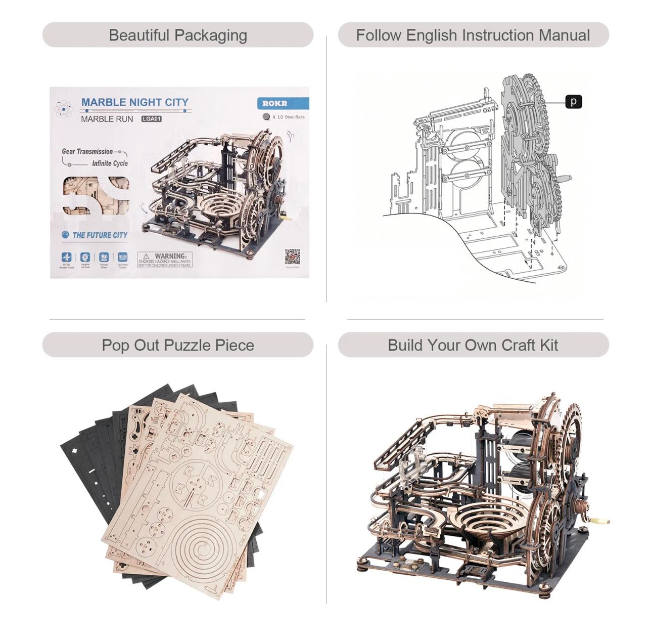 Ultimate 3D Marble Race Track Puzzle - Engaging Wooden Construction Kit